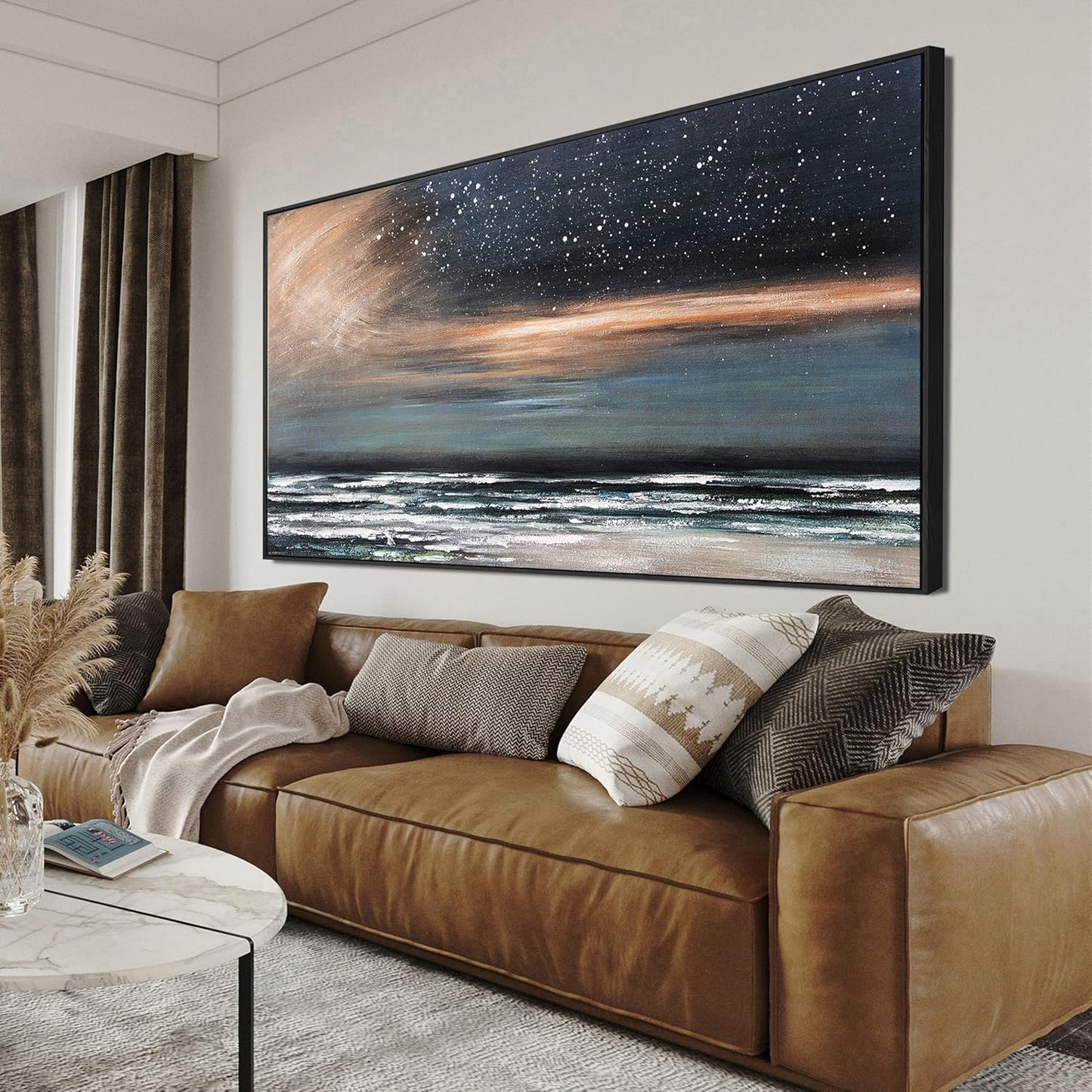 Canvas Wall Art Decor Wall Art Pictures for Living Room Starry Artwork for Walls Large Framed Wall Art Prints Canvas Art Wall Decor Nature Coastal Wall Art Decorations Bedroom Office Decor 29" X 58"