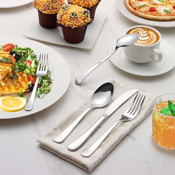 Onader 60 Piece Heavy Duty Flatware Set, Stainless Steel Silverware Cutlery Set for 12