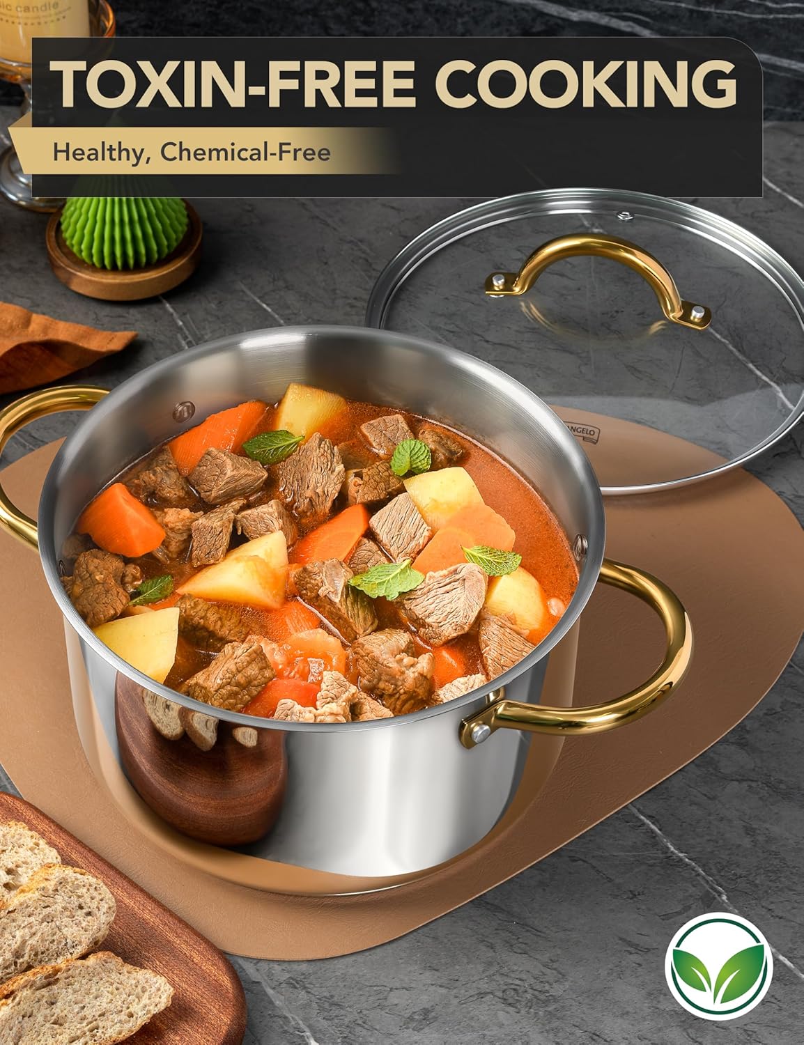 MICHELANGELO Stainless Steel Pots - Large Soup Pot with Lid, 10 Quart Stock Pot with Lid, Cooking Pots Induction Compatible, Oven & Dishwasher Safe