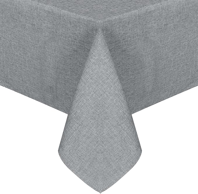 JIUZHEN Faux Linen Farmhouse Tablecloth Rectangular, Wrinkle Stain Resistant Table Cloth Rectangle Table Cover for Kitchen Dining, Holiday Party Dinner, Grey, 60 x 120 Inch