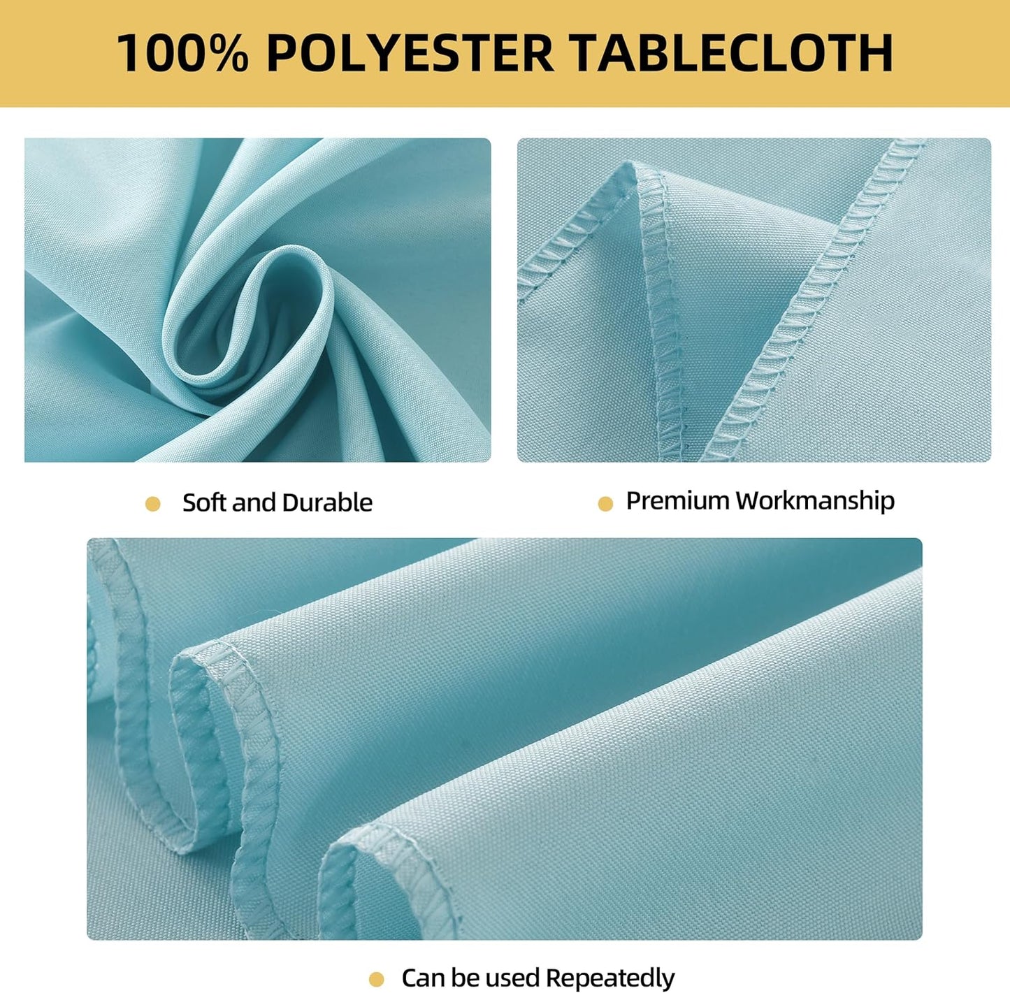 10-Pack 60x102 inch Dusty Blue Table Cloths, Solid Stain and Wrinkle Resistant Oblong Tablecloth, Premium Plain Weave Polyester Fabric Rectangle Table Linen Covers for Hotel, Wedding