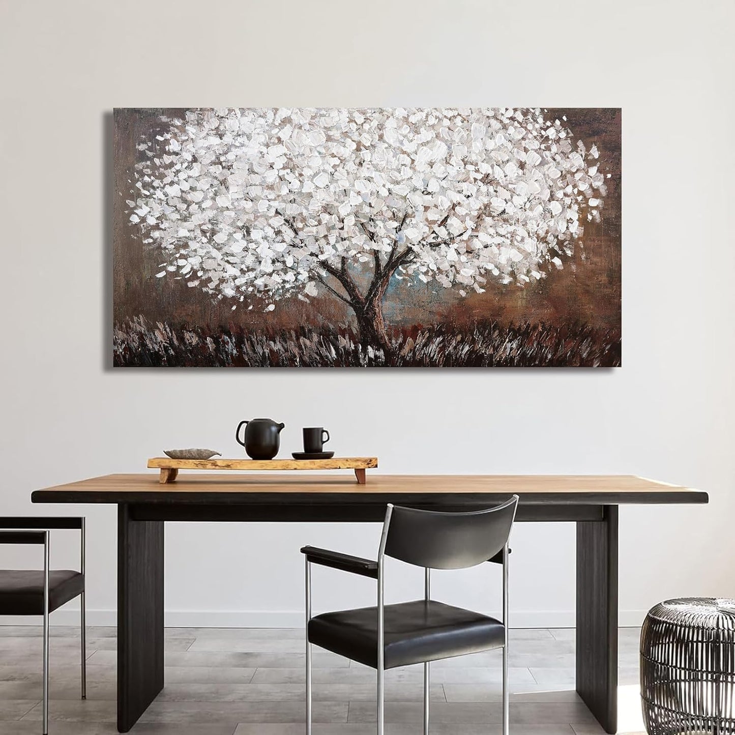 Canvas Wall Art Decor Artwork for Walls Black and White Wall Art Decor for Living Room Tree of Life Wall Art Vintage Tree Flower Wall Decor Art Paintings Prints for Room Home Office Wall Decor 24"X48"