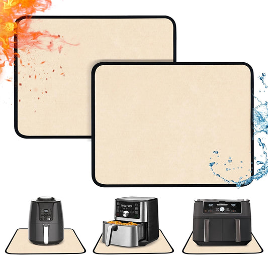 Heat Resistant Mats for Countertop - Fireproof 16x20in Heat Resistant Mats for Air Fryer - Kitchen Countertop Protector for Air Fryer, Coffee Maker, Stand Mixer, Toaster, Oven 2PCS - Khaki