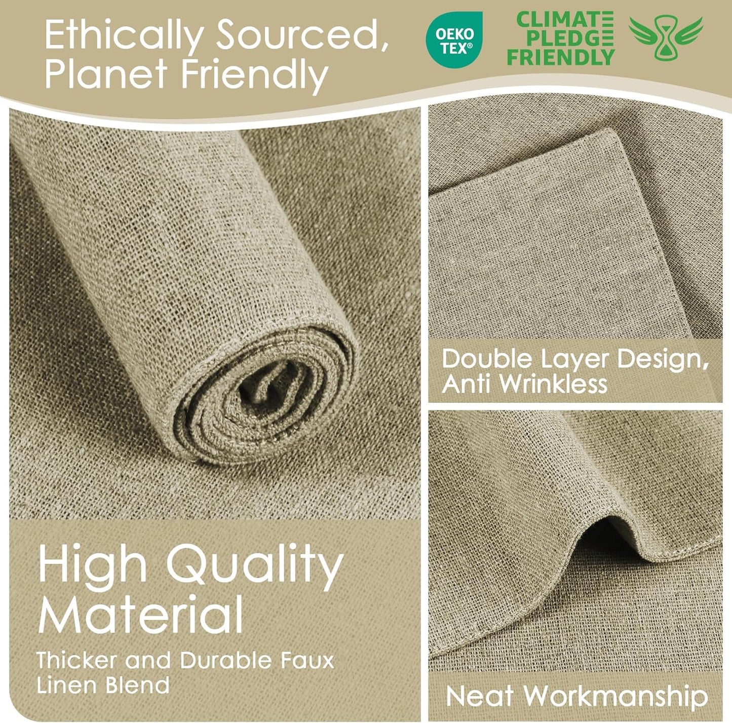 MANSPHIL Cloth Placemats Set of 6 Double Layer Thick Fabric Table Mats Faux Linen Place Mats Heat Resistant Washable Wrinkle Free Dining Kitchen Table Decor - 13x19 Inch Beige Oeko Tex Placemat