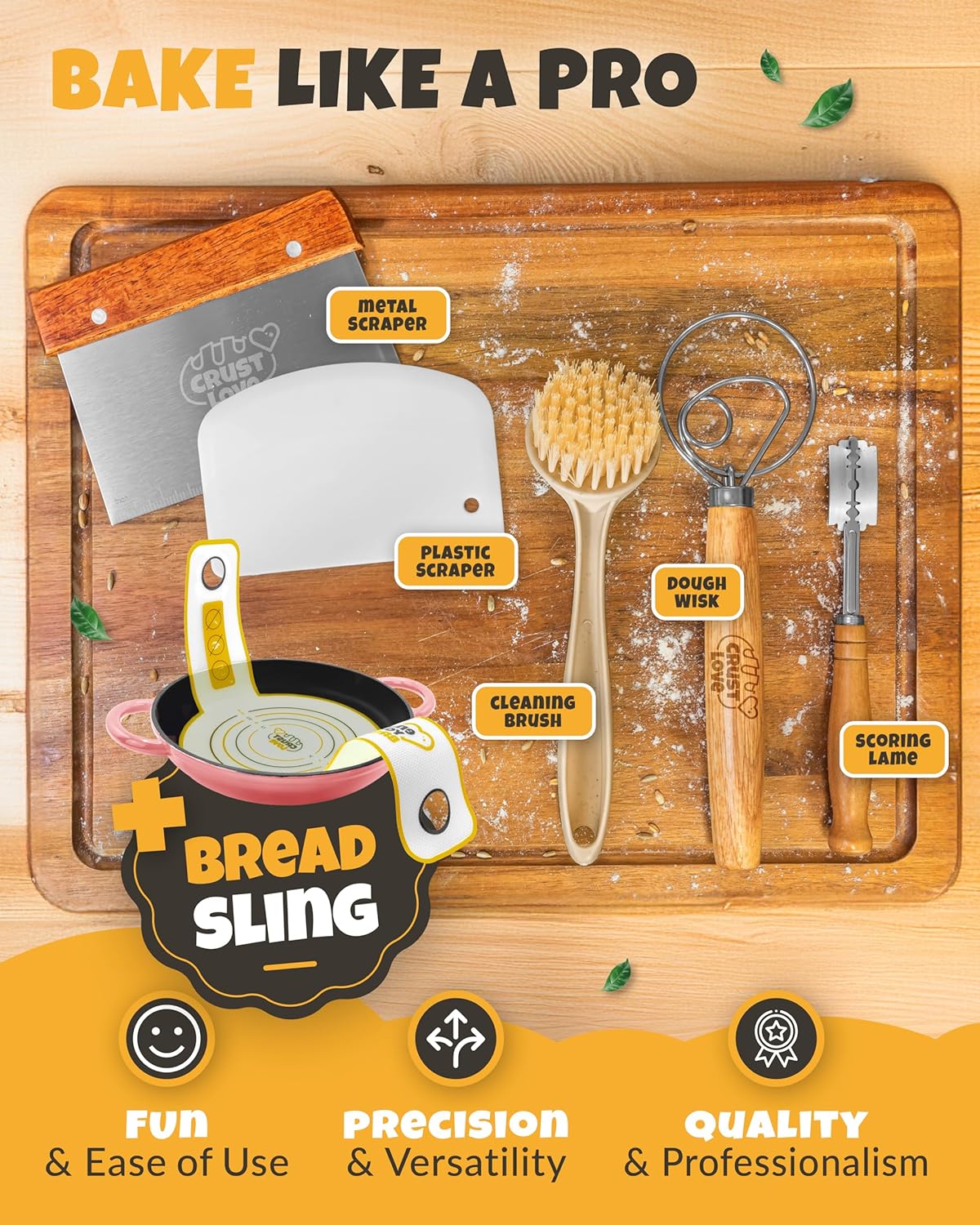 Dutch Oven Bread Baking - 5QT Enamel Bread-Oven - incl Sourdough Bread-Baking Suppliers like Dough Whisk Scoring Lame etc Bread-Dome Cast Iron Bread-Pan with Lid for Sour dough, Bread-making