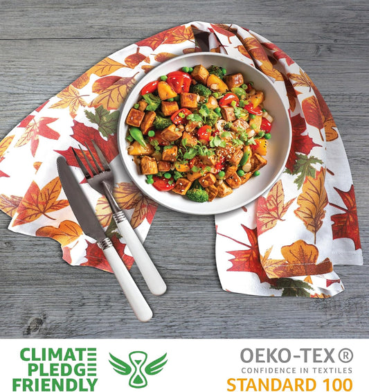 Urban Villa Fall Kitchen Towels Harvest Leaves Print Dish Towels Set of 6 20" X30” 100% Cotton Highly Absorbent Quick Drying Dish Cloths & Dish Towels Thanks Giving Tea Towels with Hanging Loop