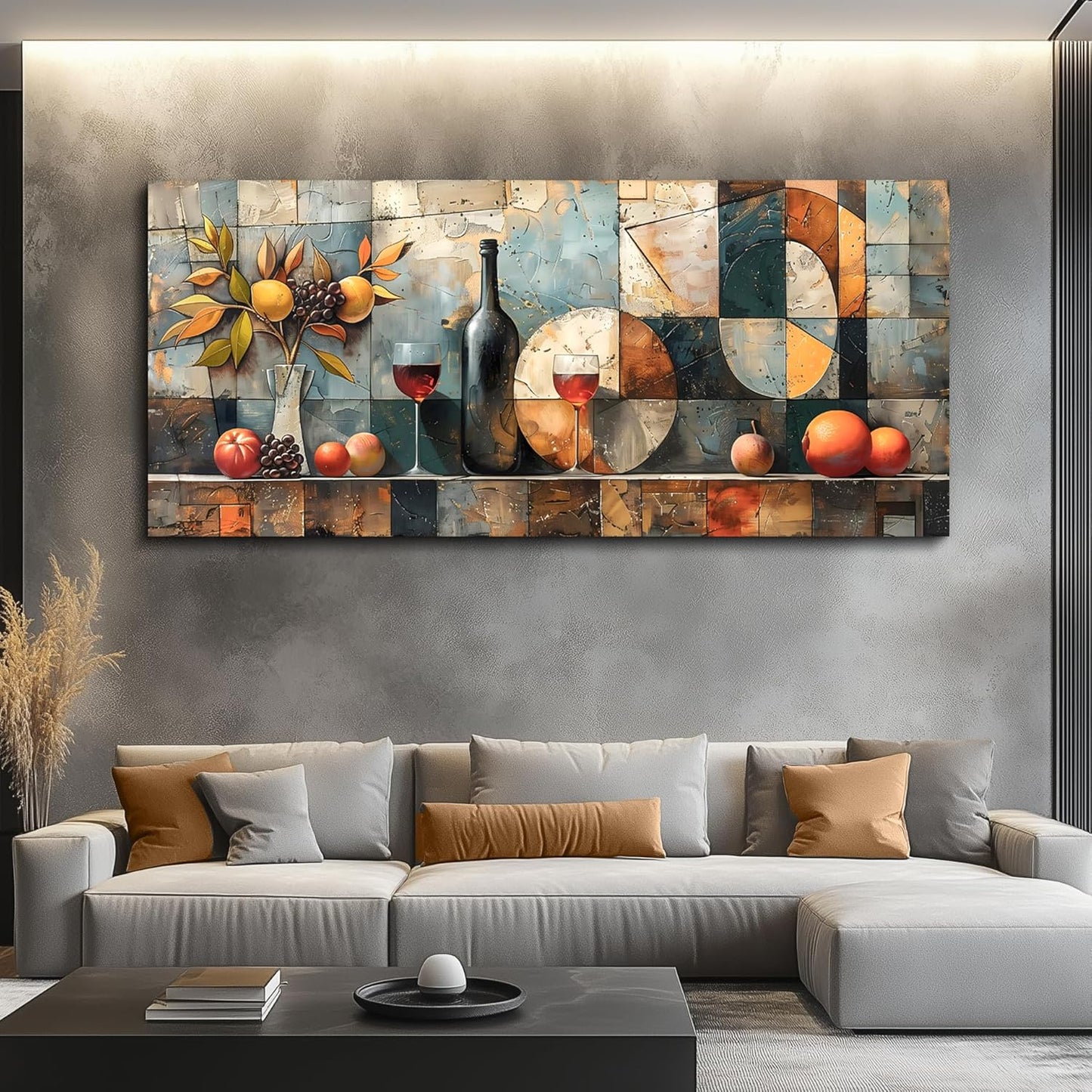 KELIYUAN Large Wall Art For Kitchen Wall Decor For Living Room Restaurant Pub Decorations Wine Glass Wall Painting Still Life Abstract Pictures Canvas Artwork Dining Mural Home Decoration 72x32 In