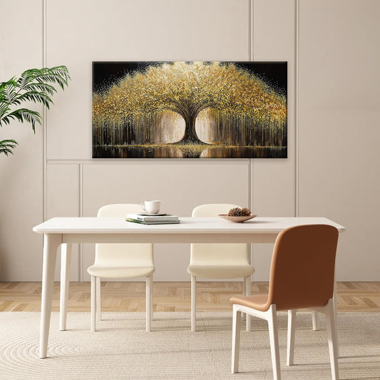 Golden Tree Of Life Wall Art Decor Modern Art Wall Decor Ready To Hang Artwork Canvas Wall Art For Bedroom Living Room Bathroom Office Kitchen Canvas Prints 20x40 Inch