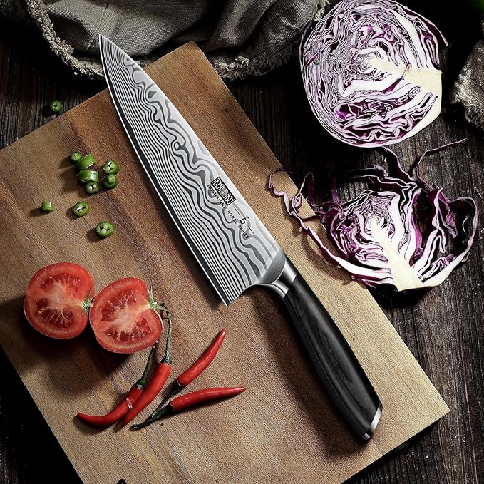 HOSHANHO 8 Inch Chef Knife, Ultra Sharp High Carbon Powder Steel Kitchen Knife, Professional Japanese Chef's Knife with Ergonomic Pakkawood Handle
