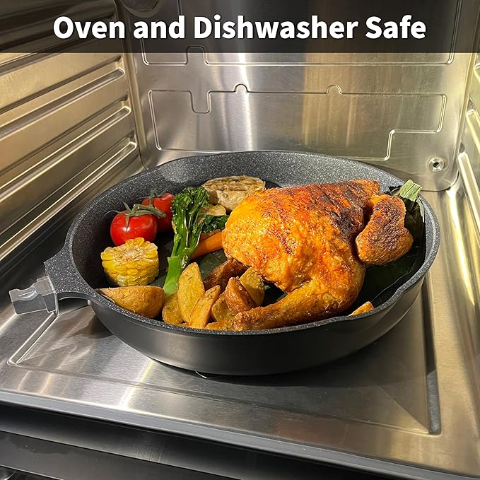 10 Inch Smart Nonstick Frying Pan with Removable Handle,Cast Aluminum and Anti-Scratch Skillet, Compatible with All Stovetops,Dishwasher and Oven Safe