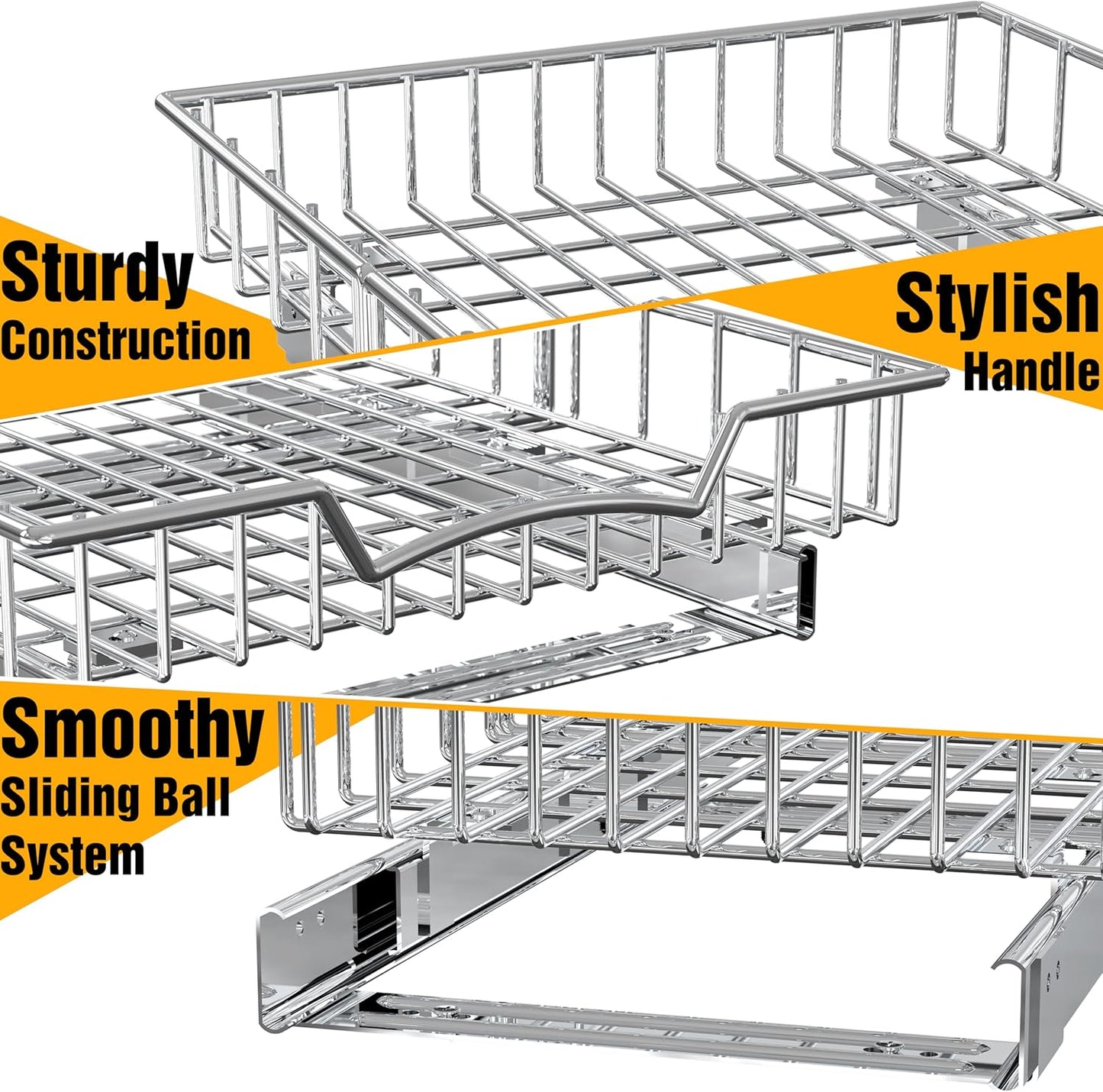 Simple Houseware Under Cabinet Pull Out Sliding Shelf Drawer Organizer, 17" D x 13" W