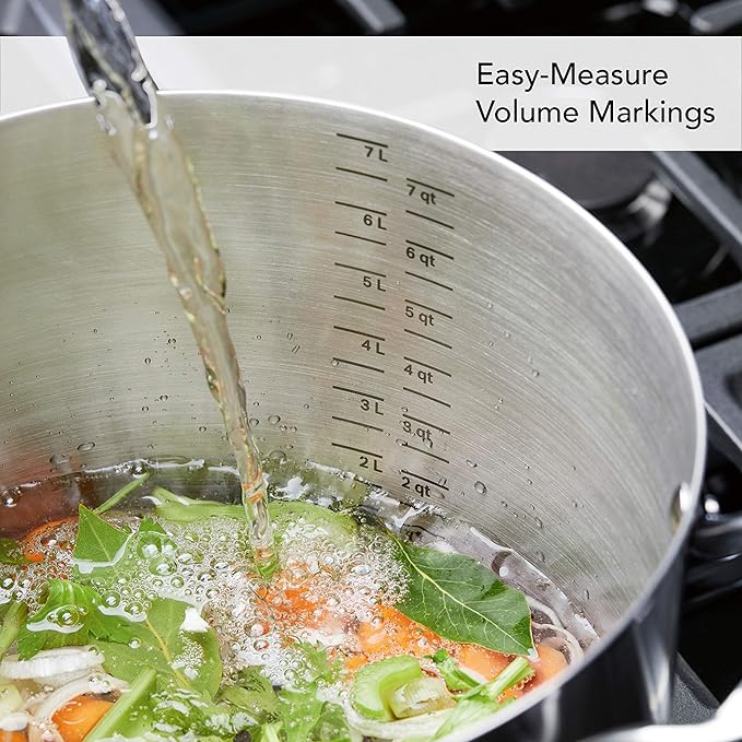 KitchenAid 71003 3-Ply Base Brushed Stainless Steel Stock Pot/Stockpot with Lid, 8 Quart