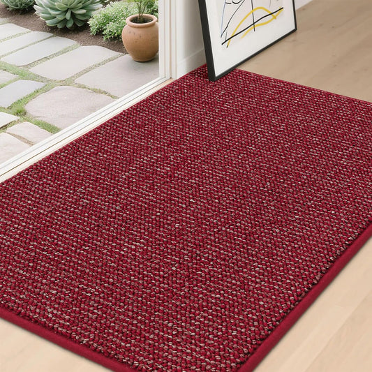 BEQHAUSE Dirt Trapper Door Mat 32" x 48", Non-Slip Washable Doormats Entrance Mat, Dirt Resistant and Absorbent Welcome Mat, Low Profile Floor Mats for Front Back Door and Entryway, Red