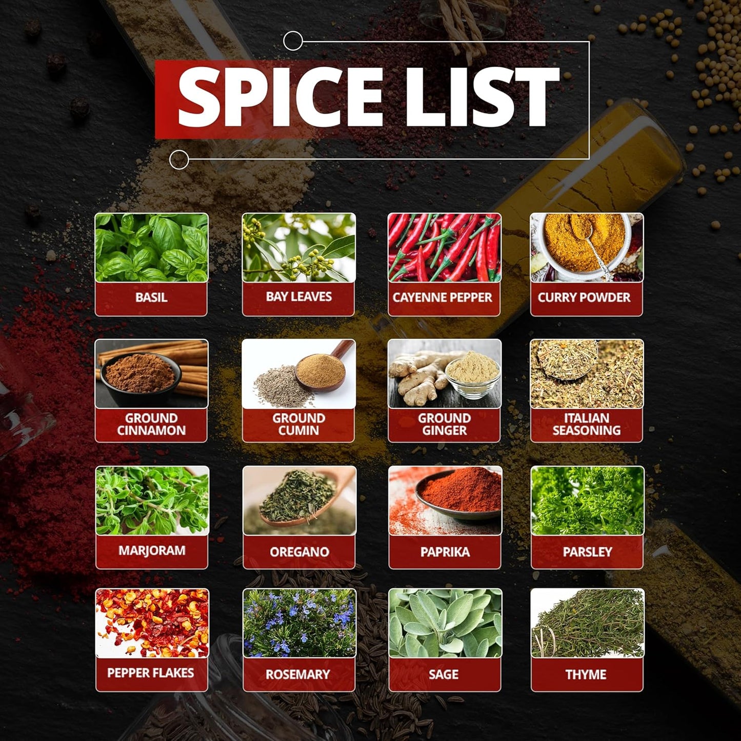 Orii 16-Jar Rotating Spice Rack with Spices Included – Pre-Filled Spice Racks with 5-Year Refill Program - Flavorful Spices