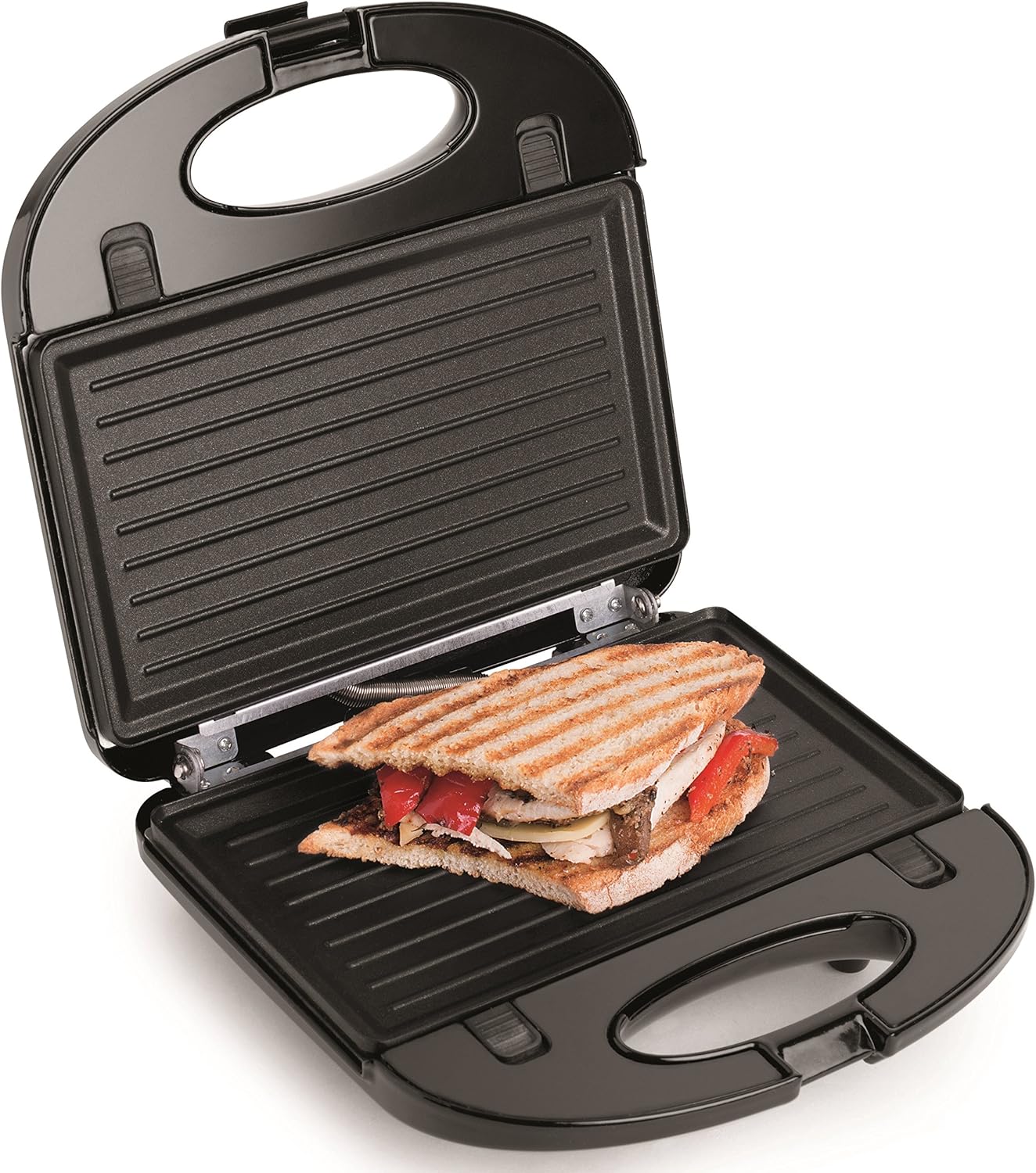 Salton 3-In-1 Pocket Sandwich Maker, Belgian Waffle Maker, and Electric Grill with Non-Stick Removable Dishwasher-Safe Plates, Indicator Lights, Cord Wrap and Upright Storage (SM1543)