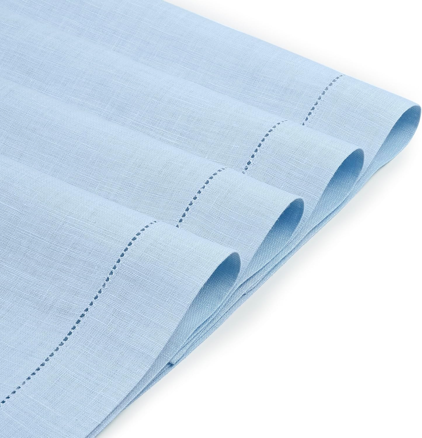 D'Moksha Homes Powder Blue Linen Cloth Placemats Set of 4-100% Pure Linen Hemstitch Placemats 14 x 19 Inch - Classic Hemstitch Table Place Mats for Fall, Halloween - Handcrafted and Machine Washable
