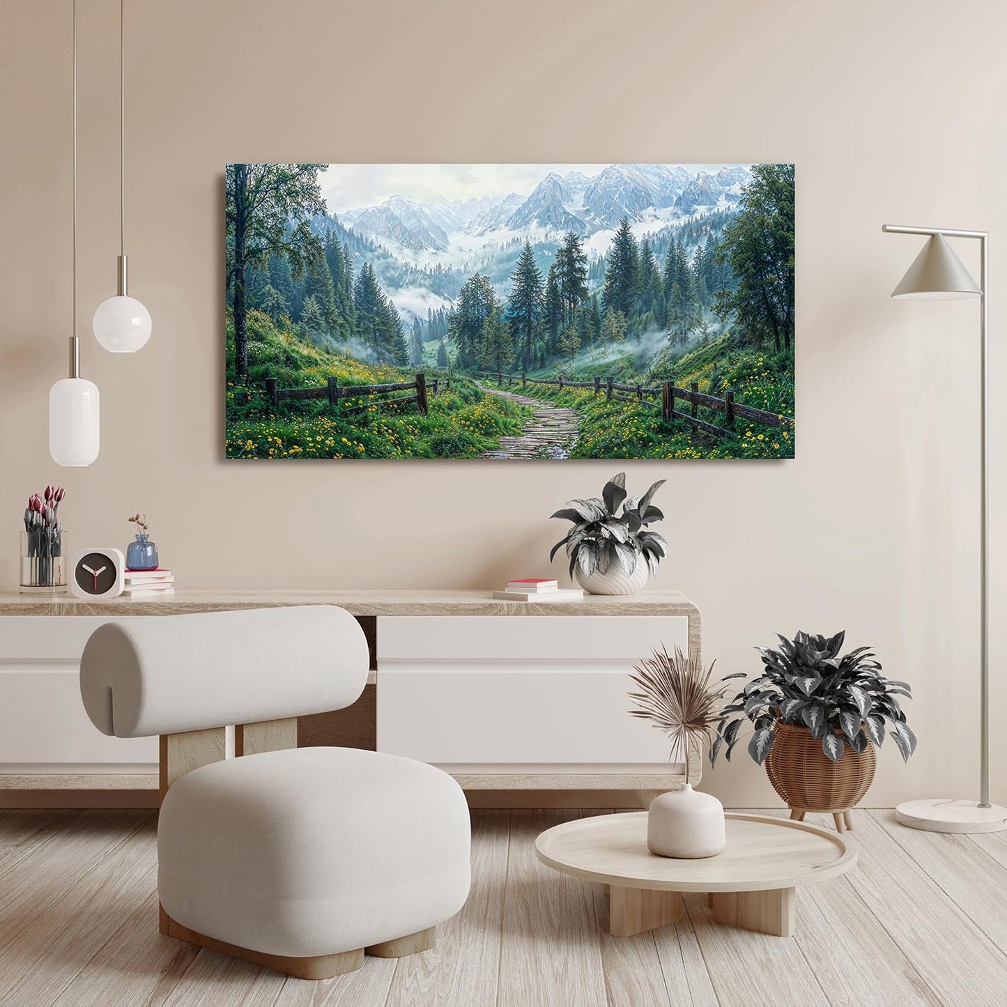 Canvas Wall Art Decor Canvas Art Wall Decor Nature Landscape Wall Art Decorations Wall Art Pictures for Living Room Artwork for Walls Modern Green Forest Wall Art Prints Bedroom Office Decor 20"X40"