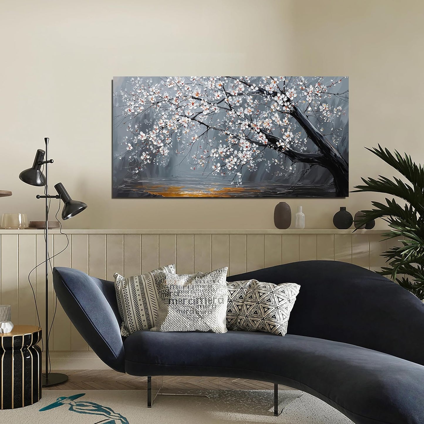 Canvas Wall Art Decor Modern Botanical Wall Art Prints Art Work For Flower Wall Decor Black And White Floral Wall Art Pictures For Living Room Bedroom Office Decor 20"X 40" Artwork For Walls