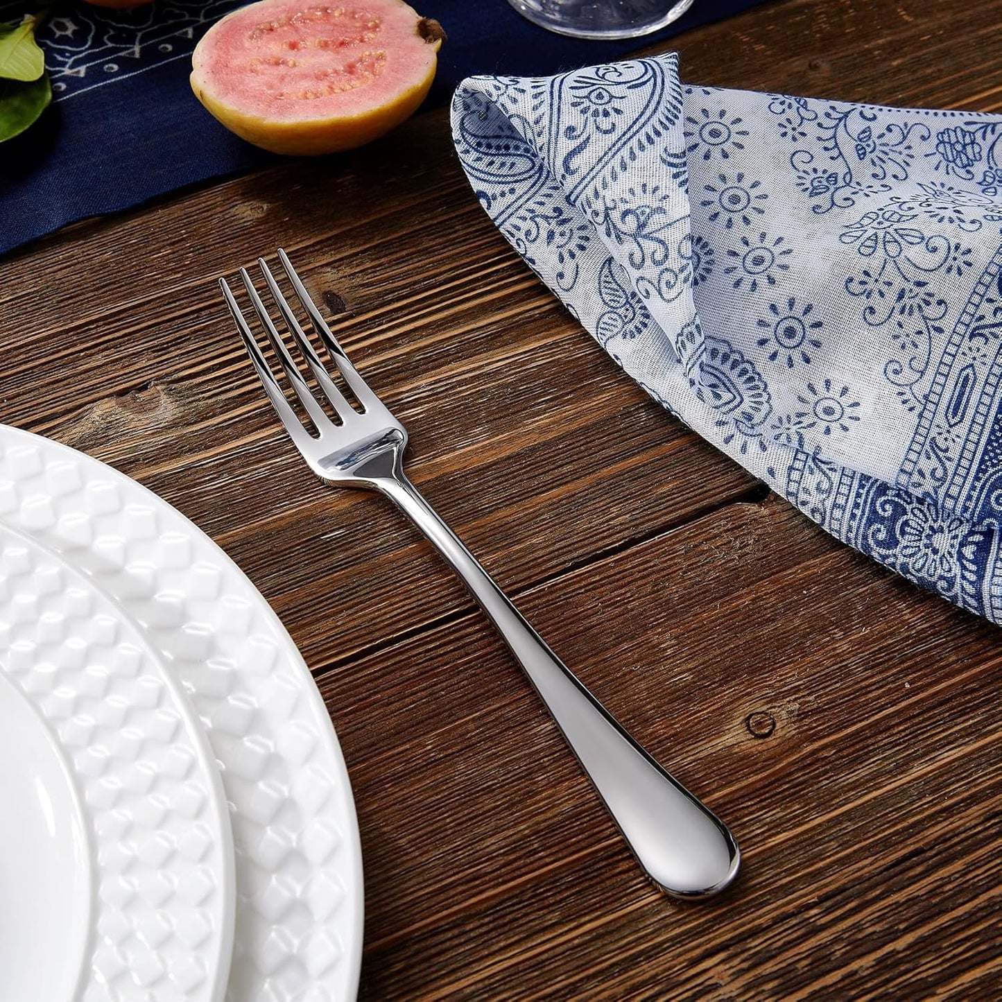 KEAWELL Premium Fine Verona 4-Piece 7.4 inch Fork Set – 18/10 Stainless Steel, Heavy-Duty Mirror-Finished Silverware for Elegant Everyday Dining and Entertaining (4, Salad Forks)