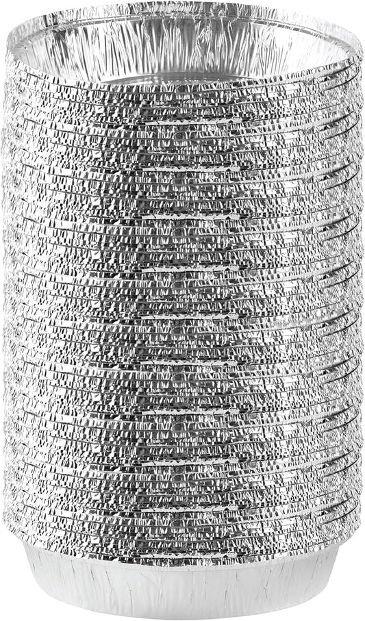 PLASTICPRO 9'' Inch Round Tin Foil Pans Disposable Aluminum, Freezer & Oven Safe - For Baking, Cooking, Storage, Roasting, & Reheating, Pack of 50