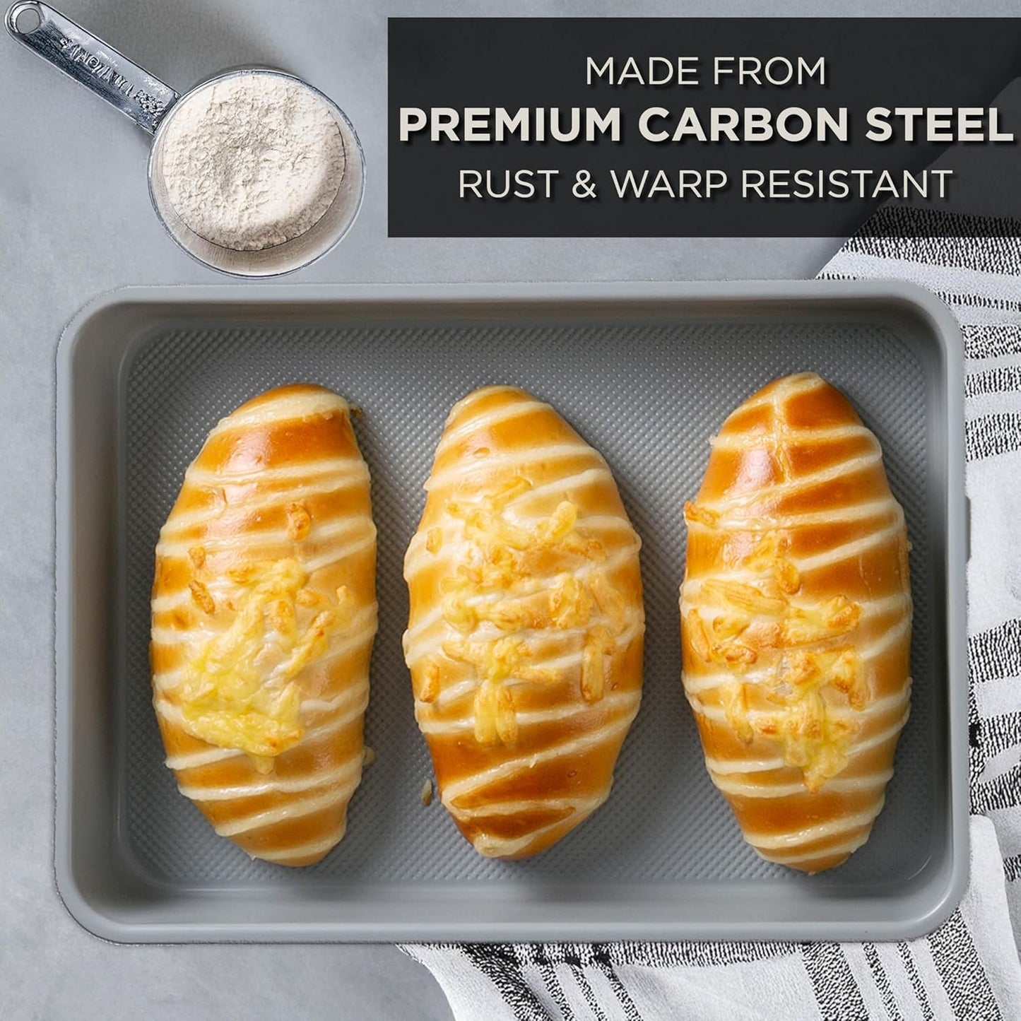 Country Kitchen Nonstick Stackable Bakeware Set - Durable, Easy Release Baking Set, Cream, 6 Pcs