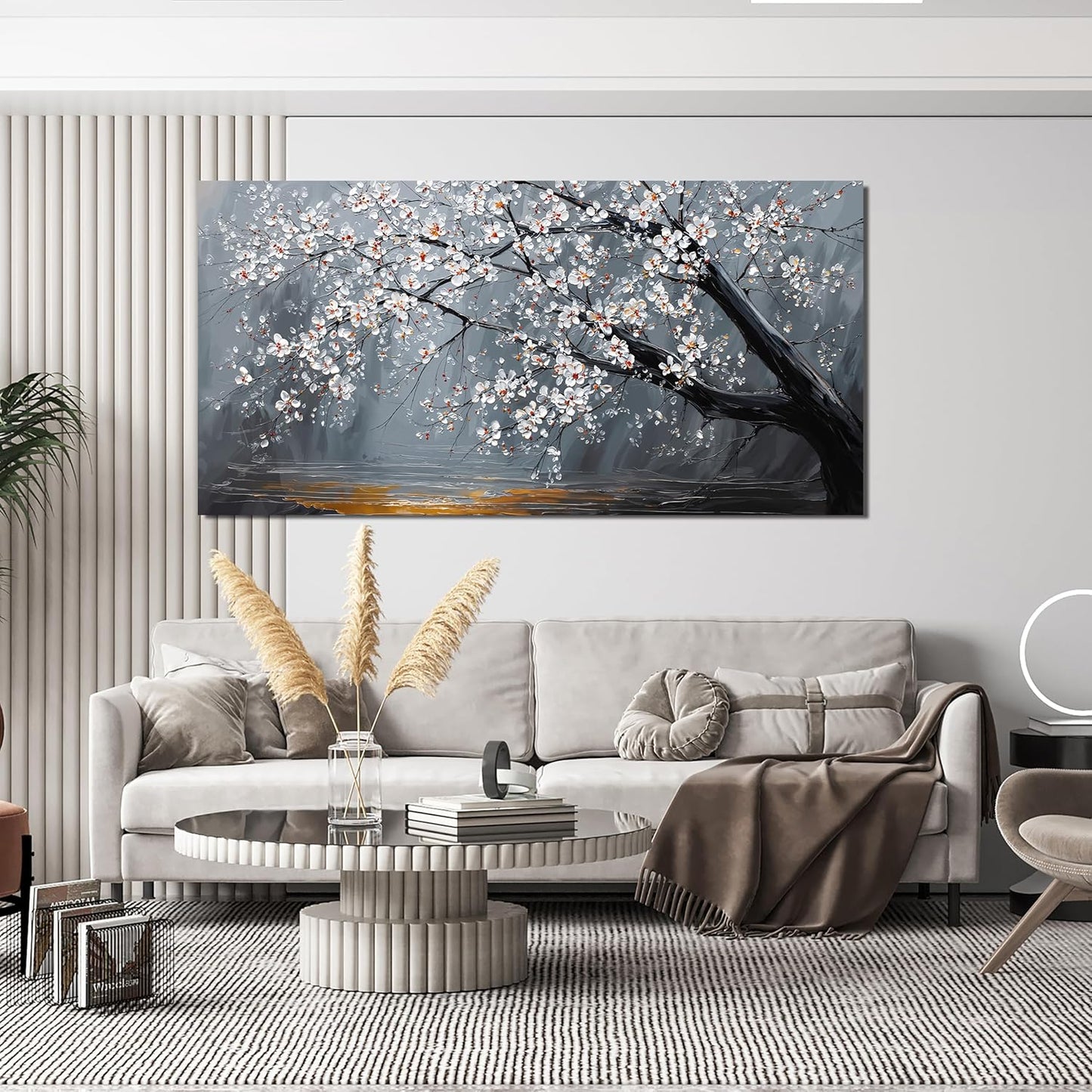 Large Canvas Wall Art Decor Black And White Floral Wall Art Pictures For Living Room Bedroom Office Decor Modern Botanical Wall Art Prints Art Work For Floral Wall Decor 24"X 48" Artwork For Walls