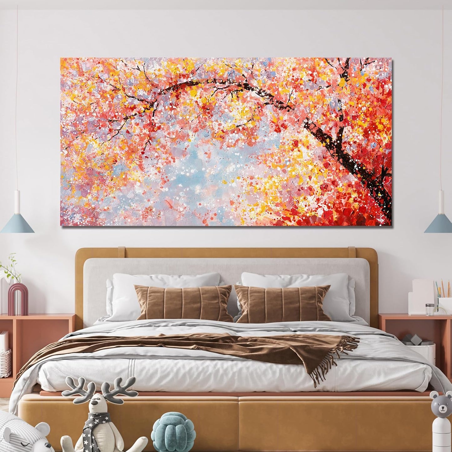 Canvas Wall Art Decor Canvas Modern Art Wall Decor Colorful Wall Art Decor Tree of Life Wall Art for Living Room Tree Flower Wall Art Prints Art Work for Room Home Office Wall Decor 20" X 40"