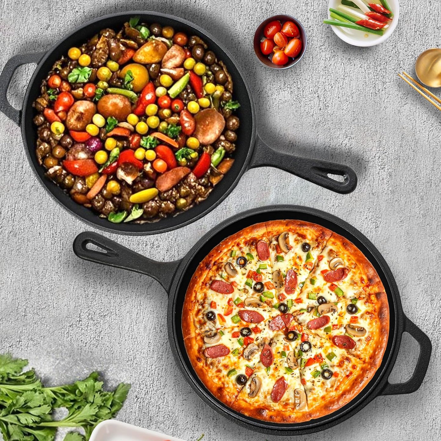 Vivicreate 2 in 1 Cast Iron Dutch Oven Pot with Skillet Lid Pre Seasoned Multi Cooker for Baking Frying Roasting Camping Compatible with All Stoves olla de hierro fundido sartén