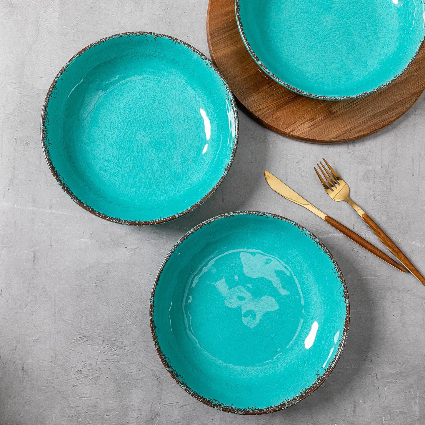 LEHAHA Melamine Pasta Bowl, 9.25 inch Large Wide and Shallow Bowls Set of 6, 42 OZ Unbreakable 100% Melamine Serving Bowls Set for Dinner, Noodle,Ramen,Salad, Fruit Bowl. Dishwasher Safe, Teal…