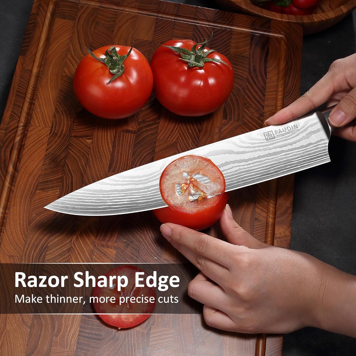 PAUDIN Chef Knife, 10 Inch Meat Knife, Ultra Sharp Brisket Slicing Knives, High Carbon Stainless Steel Kitchen Knife with Ergonomic Handle for BBQ, Roast, Meats and Vegetables