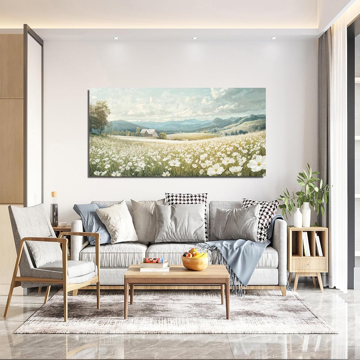 Canvas Wall Art Decor Wall Art Pictures for Living Room Canvas Art Wall Decor Green White Nature Wall Art Prints Artwork for Walls Vintage Landscape Wall Art Decorations Home Office Decor 20" X 40"