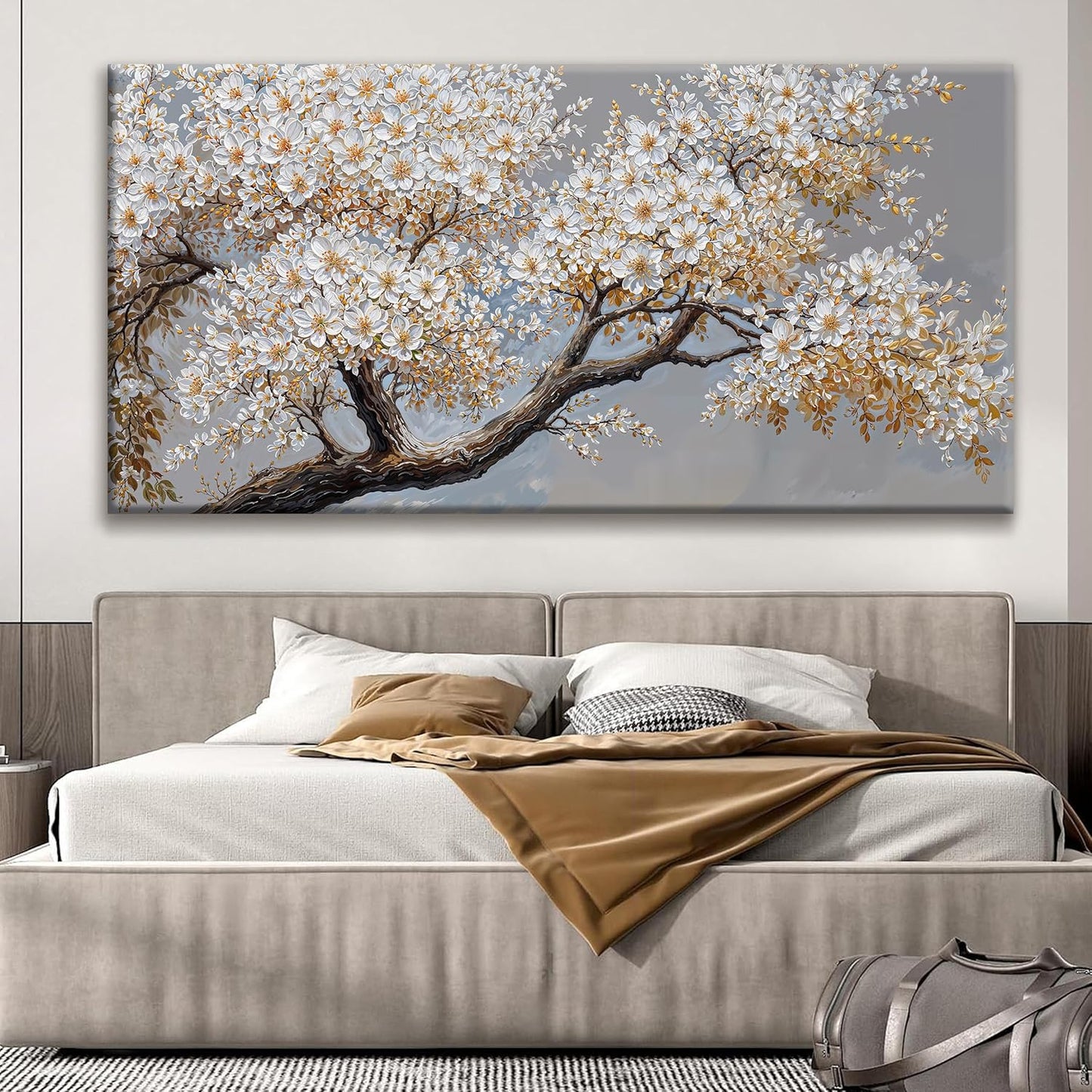 Large Wall Art Decor Modern White Flowers On Tree Artwork Prints Decor Ready To Hang Canvas Wall Art For Living Room Office Bedroom Wall Decor Kitchen 29x58 Inch