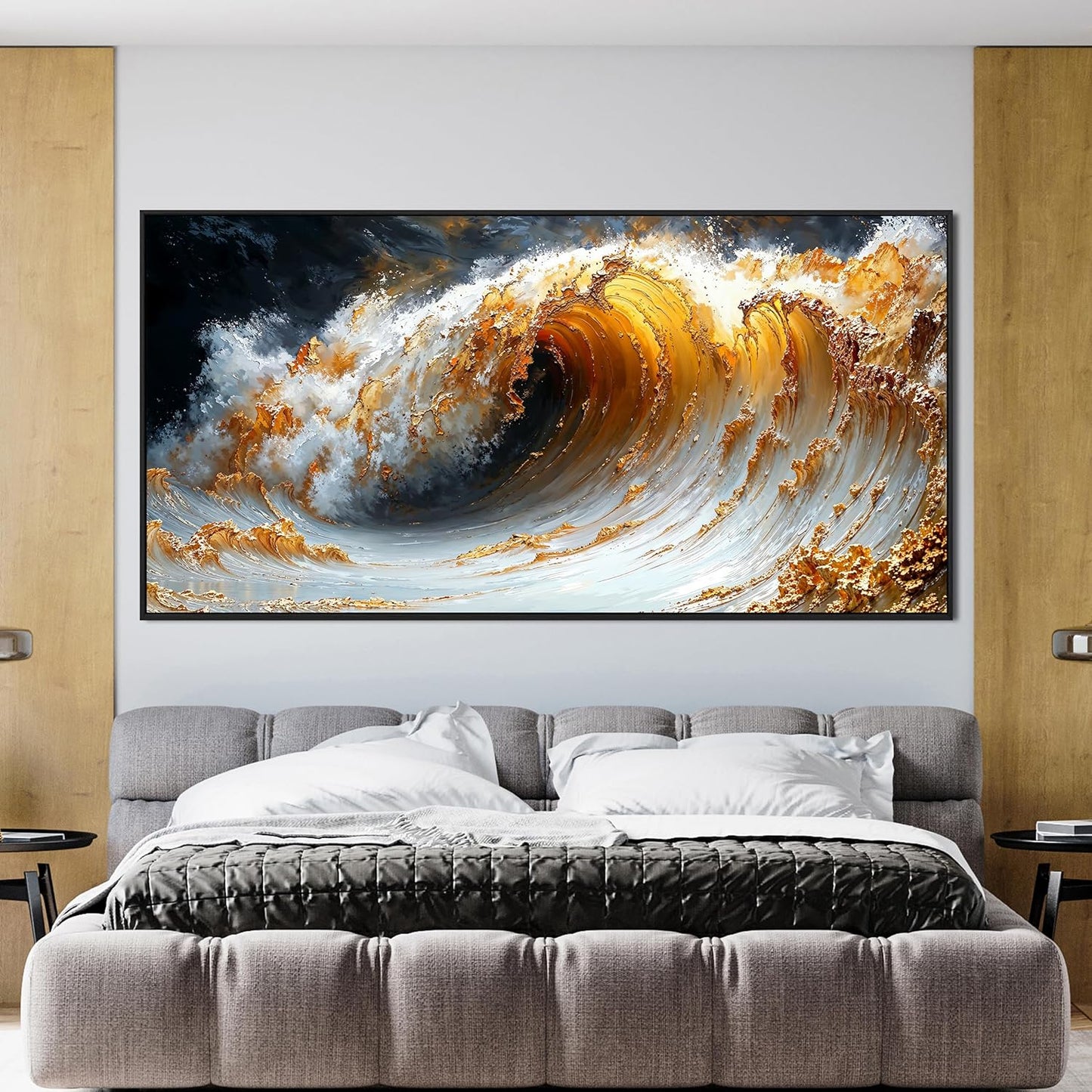 Canvas Wall Art Decor Large Wall Art for Living Room Large Framed Artwork for Walls Modern Abstract Wall Art Prints Gold Wave Wall Art Pictures Art Work for Wall Decor Bedroom Office Decor 29" X 59"
