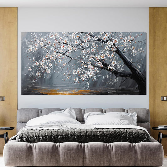 Large Canvas Wall Art Decor Modern Botanical Wall Art Prints Art Work For Flower Wall Decor 29"X 58" Artwork For Walls Black And White Floral Wall Art Pictures For Living Room Bedroom Office Decor