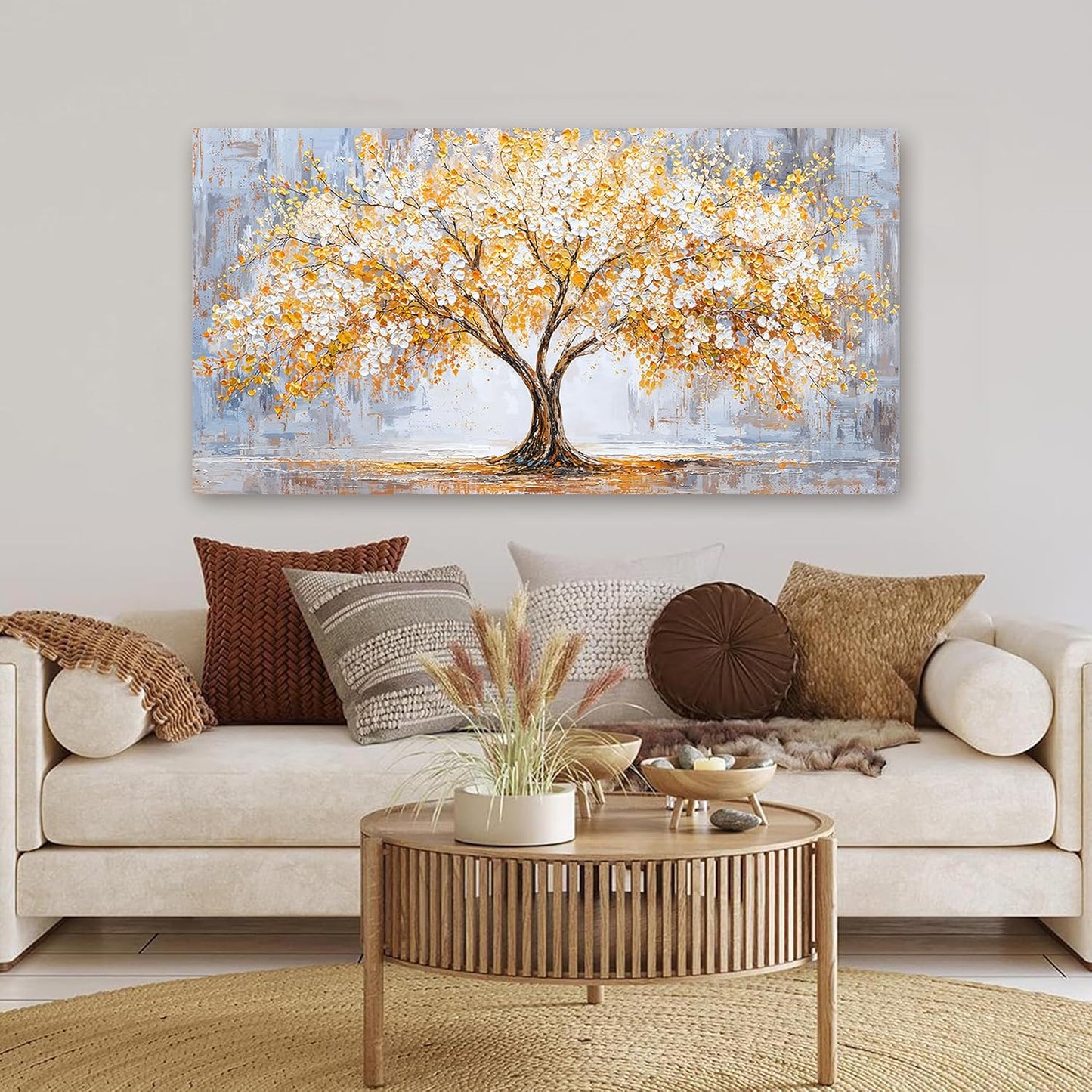 TAIJXAGSG Large Canvas Wall Art Decor Golden Tree of Life Wall Art Decor Bedroom Office Decor Modern Botanical Wall Art Prints Art Work For Wall Decor 24"X48"Tree Wall Art Pictures For Living Room