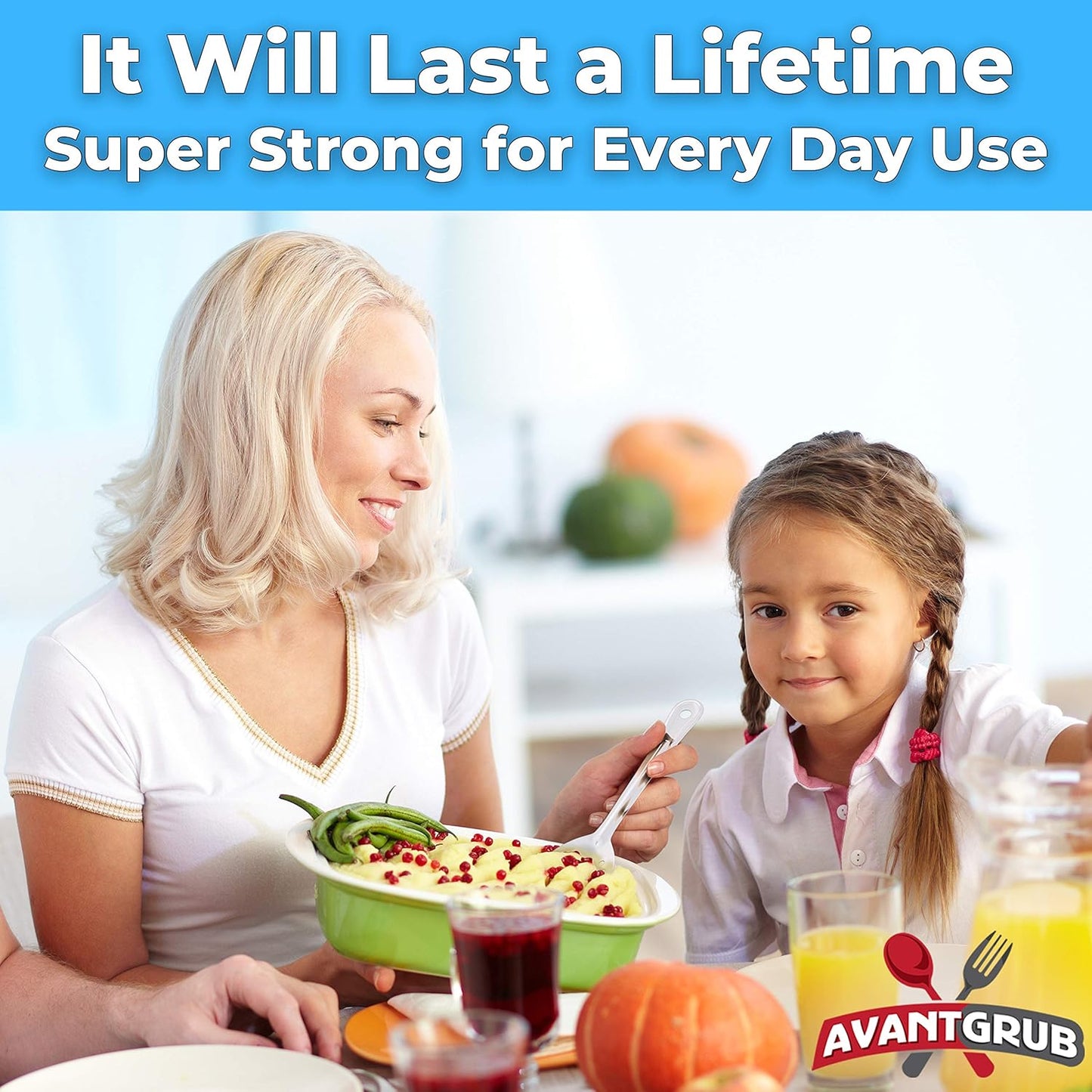 Super Strong, Ergonomic 11 in Serving Spoon 1 Pk. Big, Slotted Stainless Steel Spoons for Cooking, Baking and Basting. Best Kitchen Flatware for Buffet and Banquet Service in Restaurants and Homes