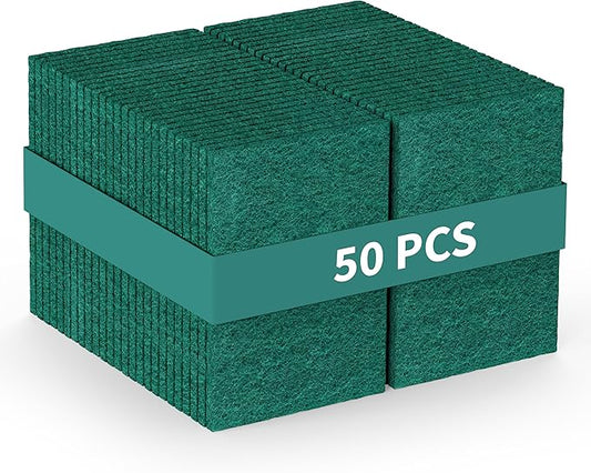 50 Pack Heavy Duty Green Scouring Pads 4x6 Inch – Large Non Scratch Scrub Pads Bulk for Kitchen, Dishes, Pots, Pans, Grill & Household Cleaning – Reusable Multipurpose Scrubber Pads