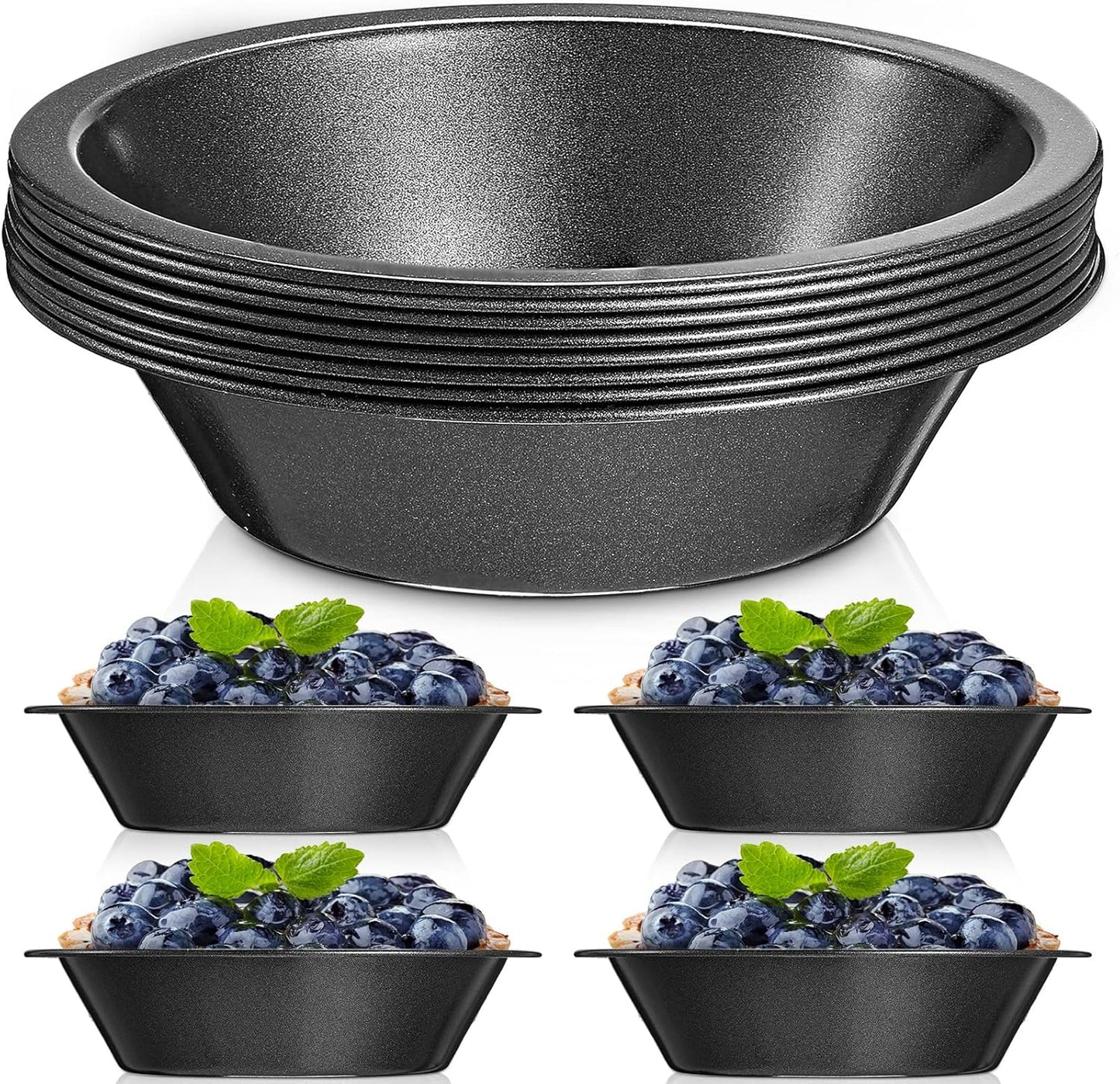 8 Pcs mini pie tins 4 inch Pie Pan Dish for Baking Carbon Steel Pizza Nonstick Plate Bakeware Set Oven Air Fryer Cake Bread Meat