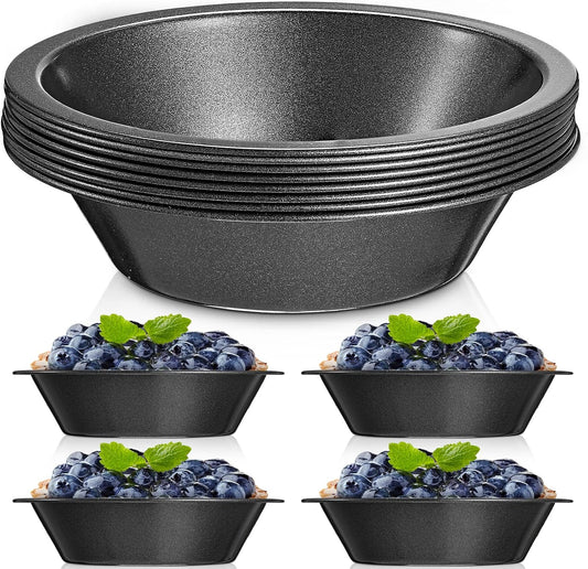 8 Pcs mini pie tins 4 inch Pie Pan Dish for Baking Carbon Steel Pizza Nonstick Plate Bakeware Set Oven Air Fryer Cake Bread Meat