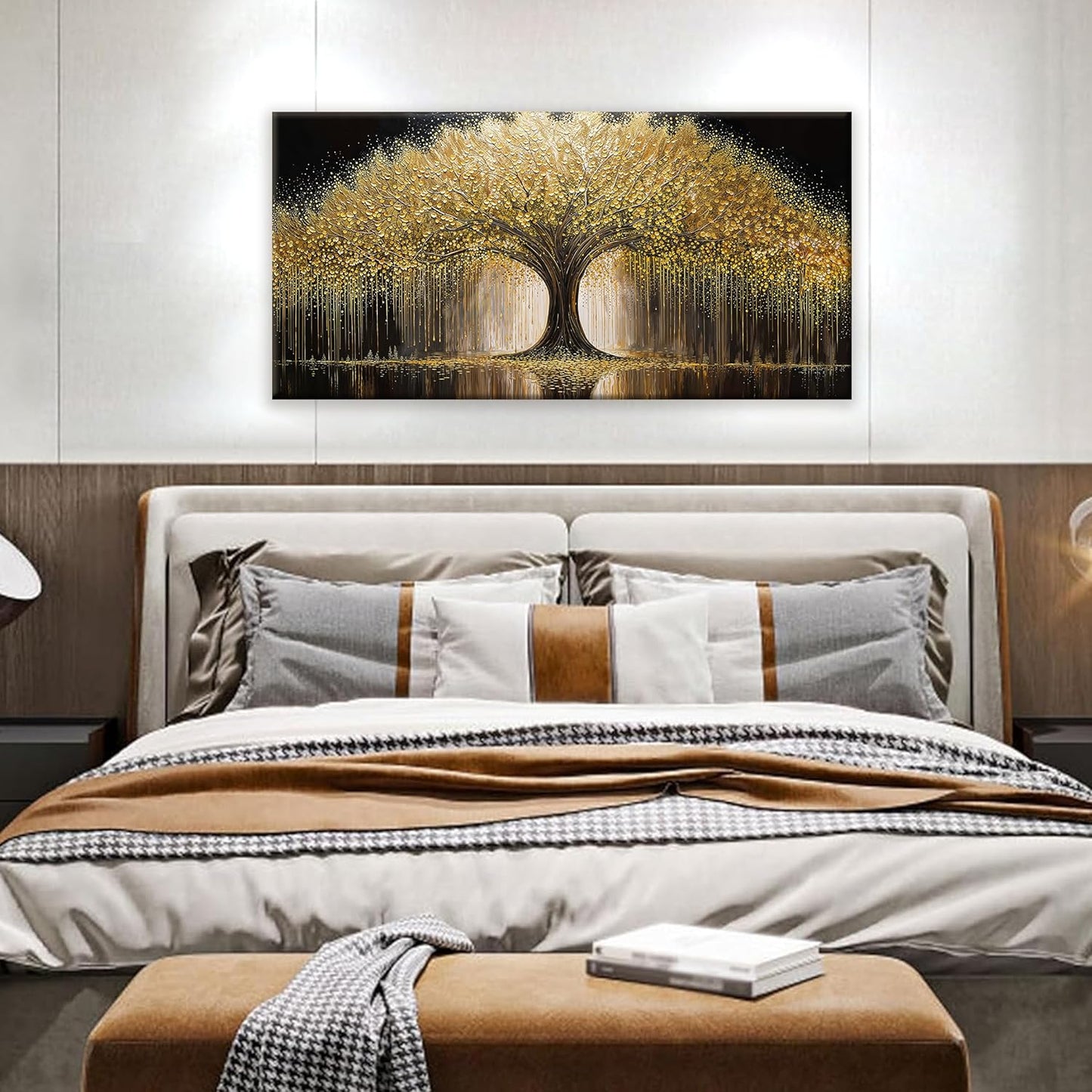Golden Tree Of Life Wall Art Decor Modern Art Wall Decor Ready To Hang Artwork Canvas Wall Art For Bedroom Living Room Bathroom Office Kitchen Canvas Prints 20x40 Inch