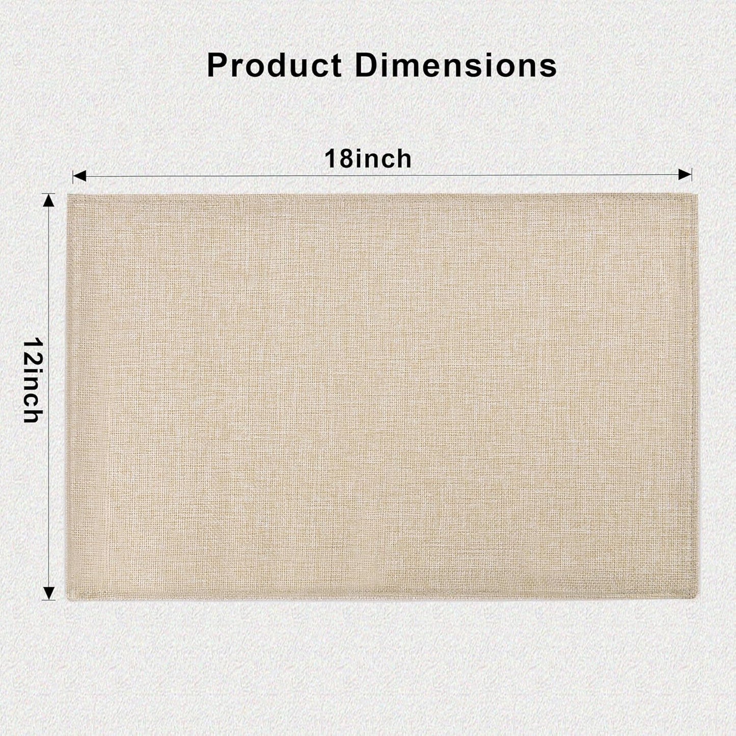 SLKQG Linen-Look Placemats Set of 8, Heat Resistant & Machine Washable Double-Layered Cloth Placemats for Dining Table, Indoor/Outdoor Use, Wrinkle-Free and Non-Slip Kitchen Table Mats (8, Beige)