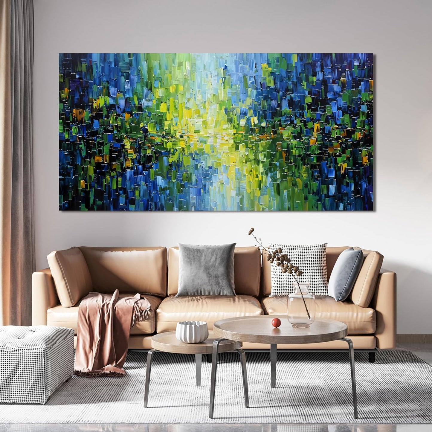 Abstract Canvas Art Wall Decor Canvas Wall Art Decor Large Modern Wall Art For Living Room Green Abstract Wall Art Prints Oversized Blue Wall Art Decor Art Work for Walls Bedroom Office Decor 29"X58"