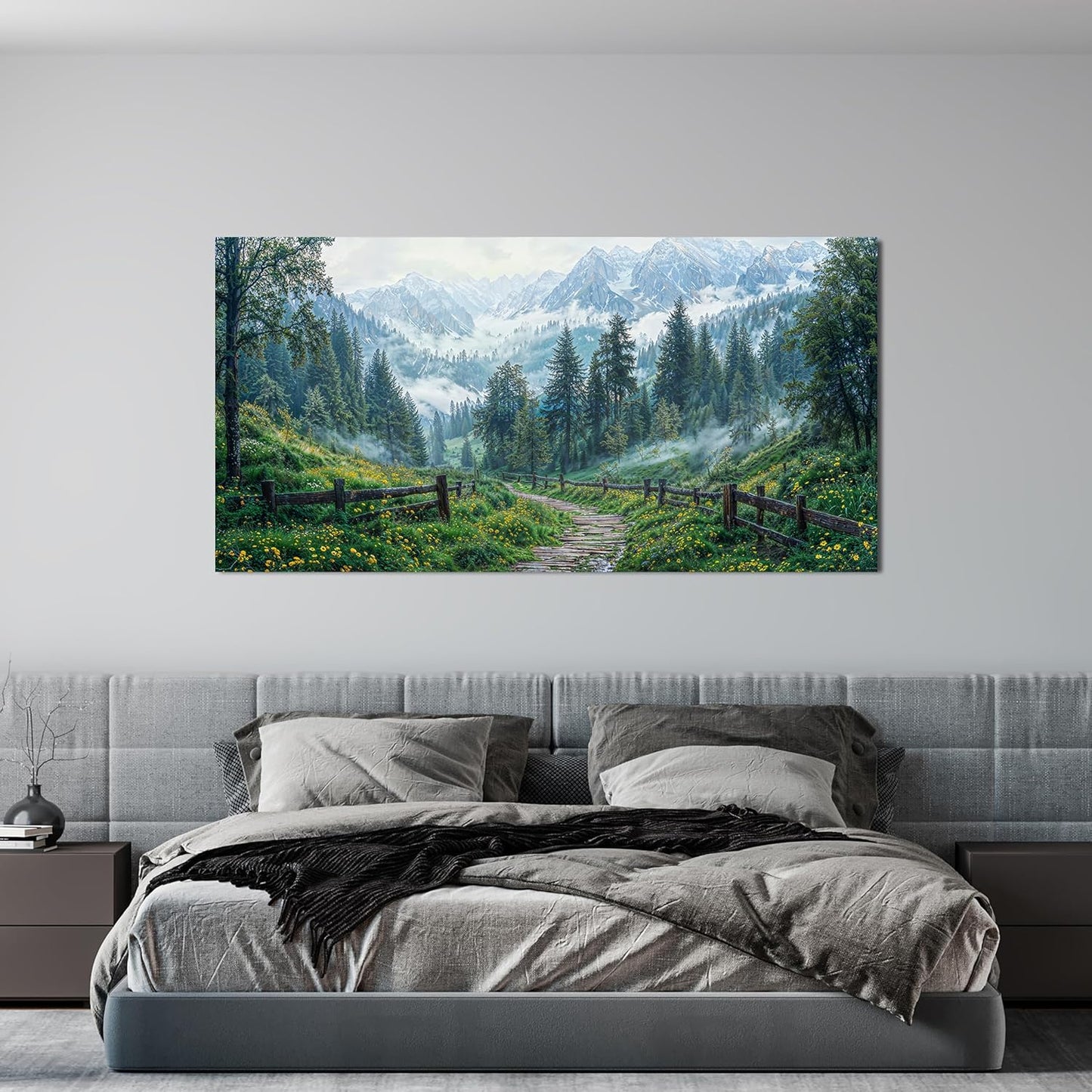 Canvas Wall Art Decor Canvas Art Wall Decor Modern Large Landscape Wall Art Decorations Wall Art Pictures for Living Room Artwork for Walls Green Forest Wall Art Prints Bedroom Office Decor 24"X48"
