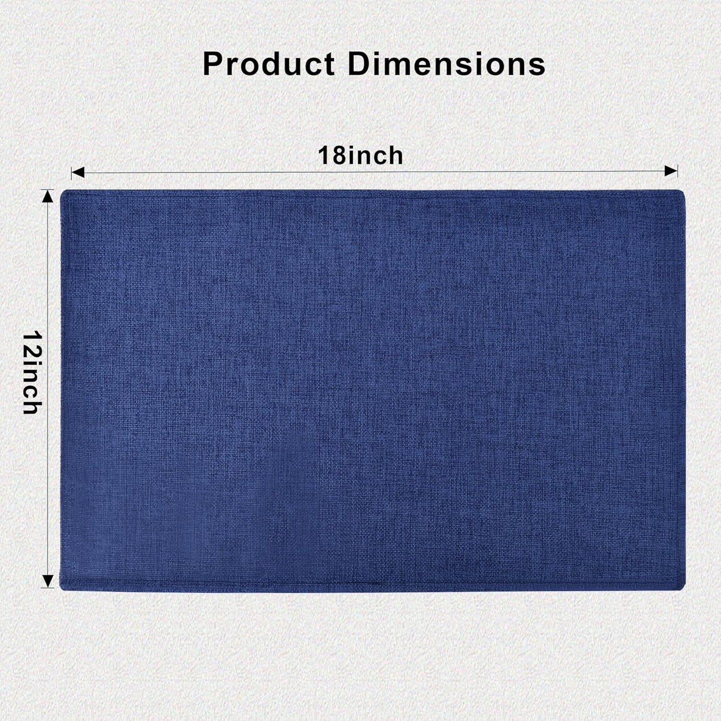 SLKQG Blue Linen-Look Placemats Set of 6, Heat Resistant & Machine Washable Double-Layered Cloth Placemats for Dining Table, Indoor/Outdoor Use, Non-Slip Kitchen Table Mats (6, Navy Blue)
