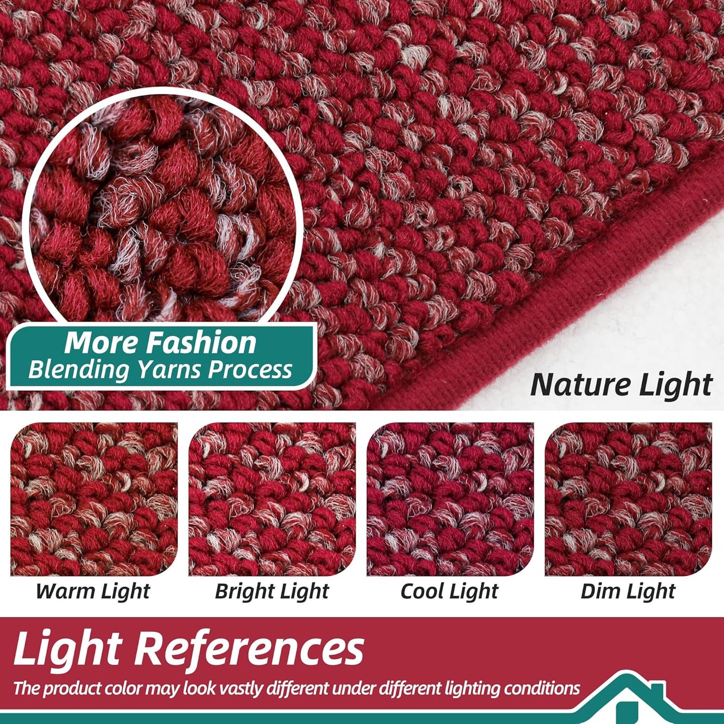 BEQHAUSE Dirt Trapper Door Mat 32" x 48", Non-Slip Washable Doormats Entrance Mat, Dirt Resistant and Absorbent Welcome Mat, Low Profile Floor Mats for Front Back Door and Entryway, Red