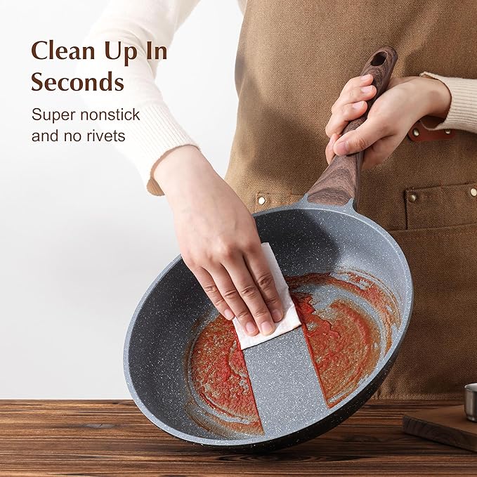 SENSARTE Nonstick Frying Pan Skillet, Swiss Granite Coating Omelette Pan, Healthy Stone Cookware Chef's Pan, PFOA Free (8/9.5/10/11/12.5 Inch) (9.5 Inch)