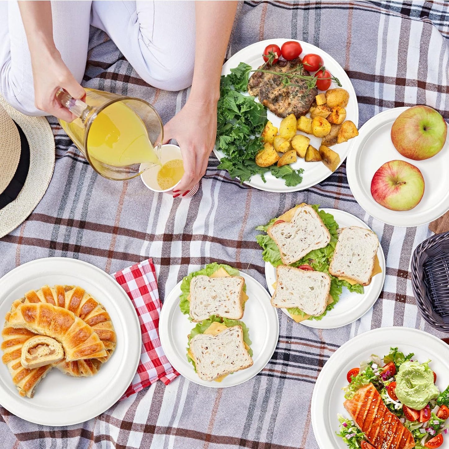 6 Inch Small Paper Plates, Eco Friendly Disposable Dessert Plates For Cake, Appetizer, White Compostable Plates, 125 Pack