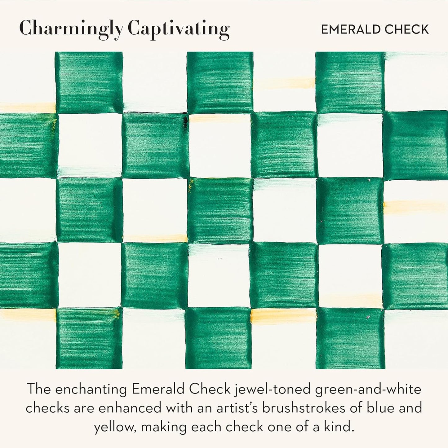 MACKENZIE-CHILDS Enamel Dipping Bowl, Small Serving Bowl for Entertaining, Green-and-White Emerald Check