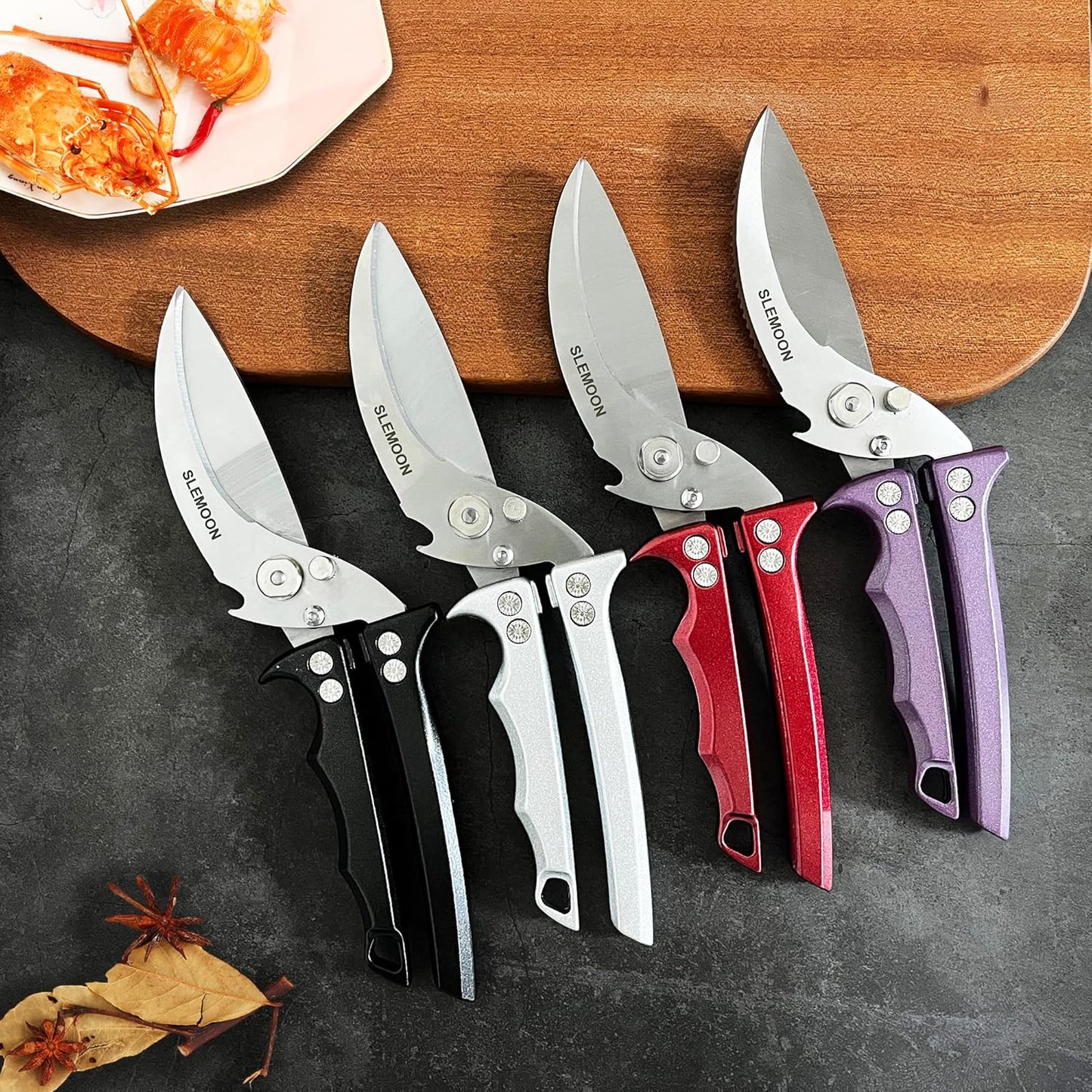 Heavy Duty Poultry Shears Meat Cutting Dishwasher Safe and Food Stainless Kitchen Shears Kitchen Scissors for Chicken Turkey Thanksgiving,Gift Box,burgundy