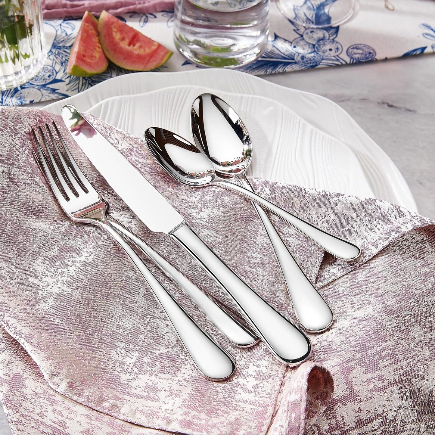 KEAWELL Premium Verona 65-Piece Silverware Set for 12 – Heavy Duty 18/10 Stainless Steel, Brilliant Mirror Finish, Smooth Edges, Dishwasher Safe (65, Silver)